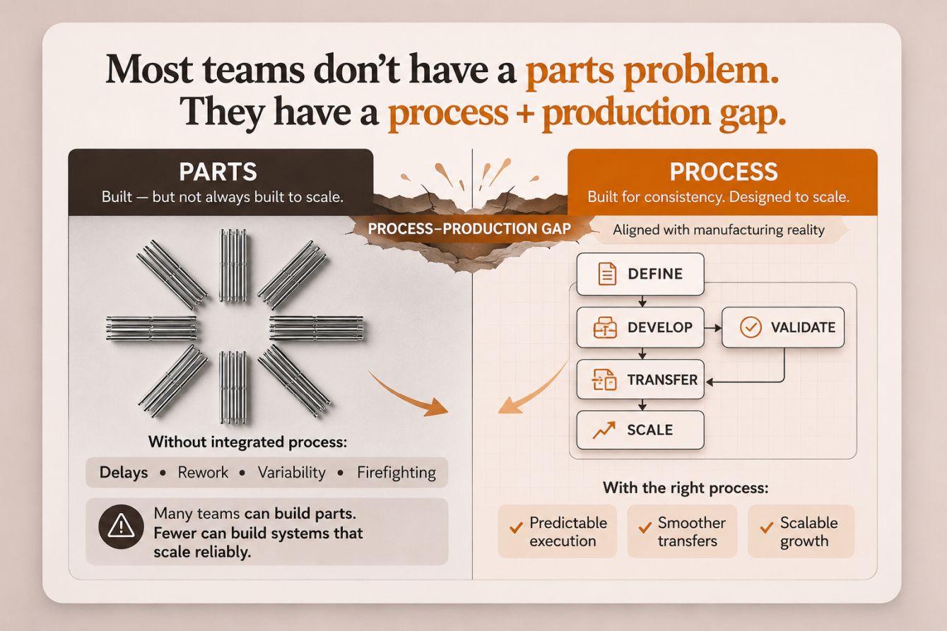 Most teams don't have a parts problem. They have a process and production gap.